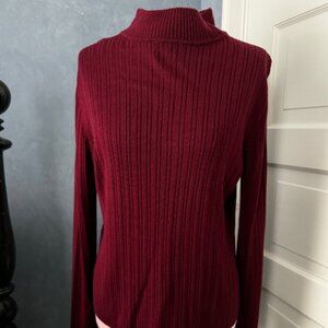 Croft & Barrow Mock Ribbed Turtleneck Color Merlot Size L